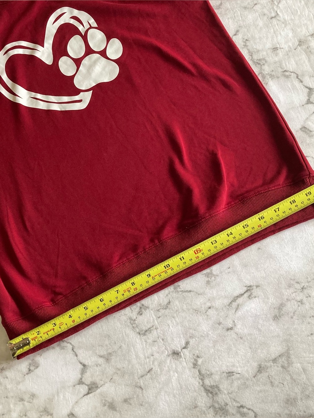 Red Women's Crewneck Sweatshirt with Paw Heart Graphic - Picture 9 of 9
